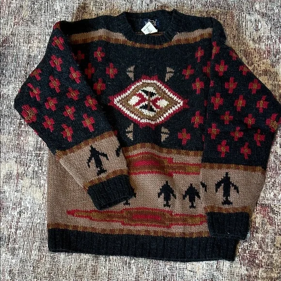Woolrich Men's Charcoal and Red Patterned Crewneck Sweater - Picture 1 of 4